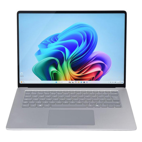 لپتاپ مایکروسافت مدل Surface Laptop 7 Copilot Plus PC با پردازنده Snapdragon X Elite، رم LPDDR5X 16GB با فرکانس 8448MHz، حافظه SSD با ظرفیت 1TB، نمایشگر لمسی 15 اینچ PixelSense Flow با وضوح Full HD و نرخ بهروزرسانی 120Hz، دارای نور پسزمینه کیبورد