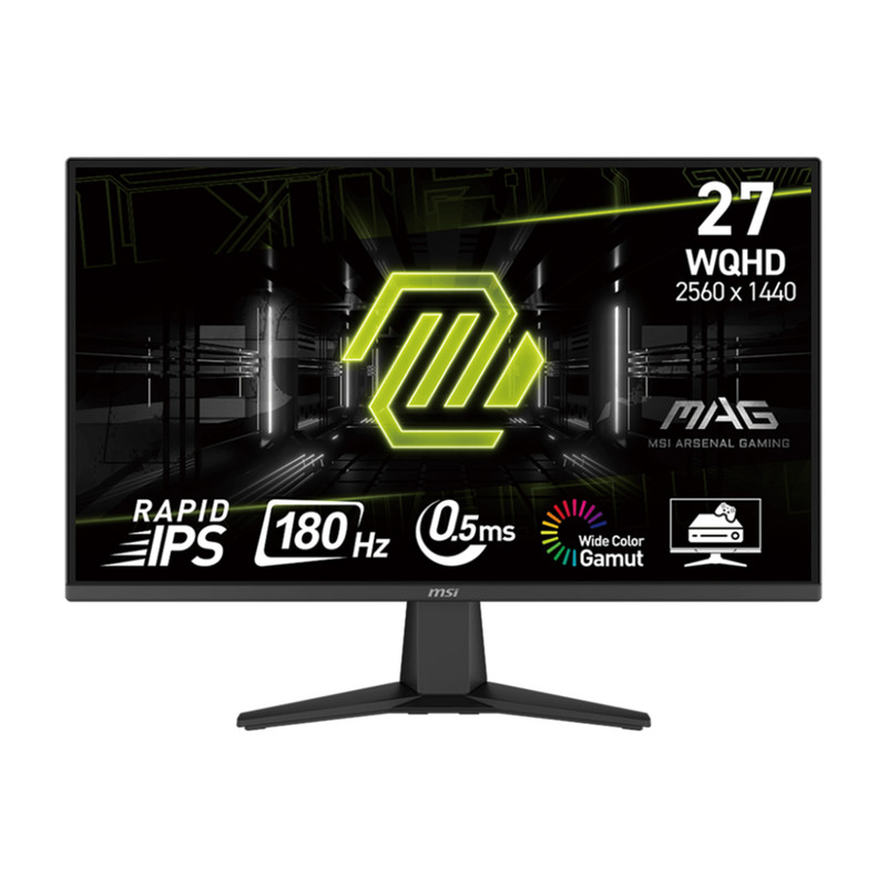 مانیتور گیمینگ 27 اینچ ام اس آی مدل MAG 275QF، رزولوشن WQHD، پنل Rapid IPS، نرخ بروزرسانی 180 هرتز، با نسبت تصویر 16:9، دارای پورت HDMI و DisplayPort و خروجی هدفون