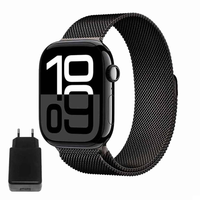 ساعت هوشمند 46 میلی متری ورنا مدل T46 Pro max با بند فلزی به همراه 2 بند اضافه و شارژر